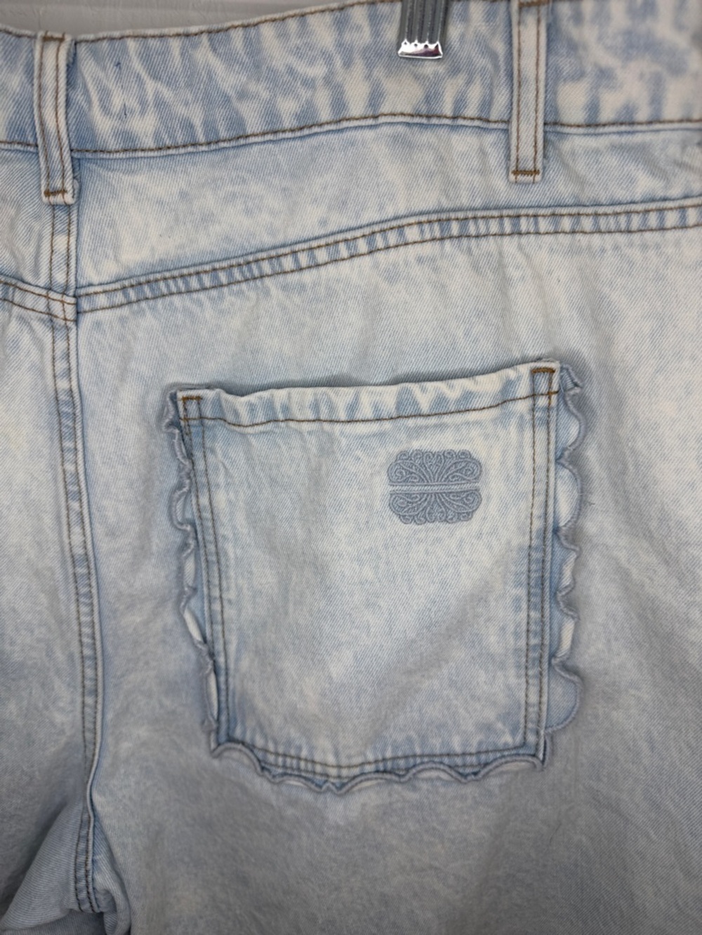 Never Fully Dressed Denim Scallop Pocket light blue Jean Shorts women's plus 14 - Picture 5 of 8